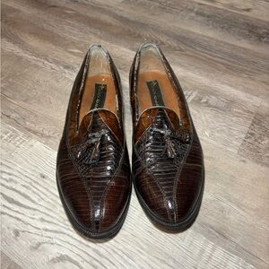 Dark Brown GENUINE snake Tassel Loafers